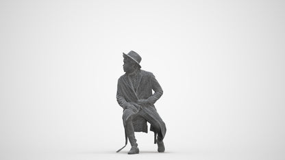 realistic 3D man formal sitting, scanned archviz people for Blender and 3ds Max, three-quarter front view render