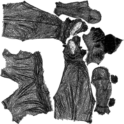 3D human model man sport, photogrammetry scanned person for archviz, wireframe top-down view