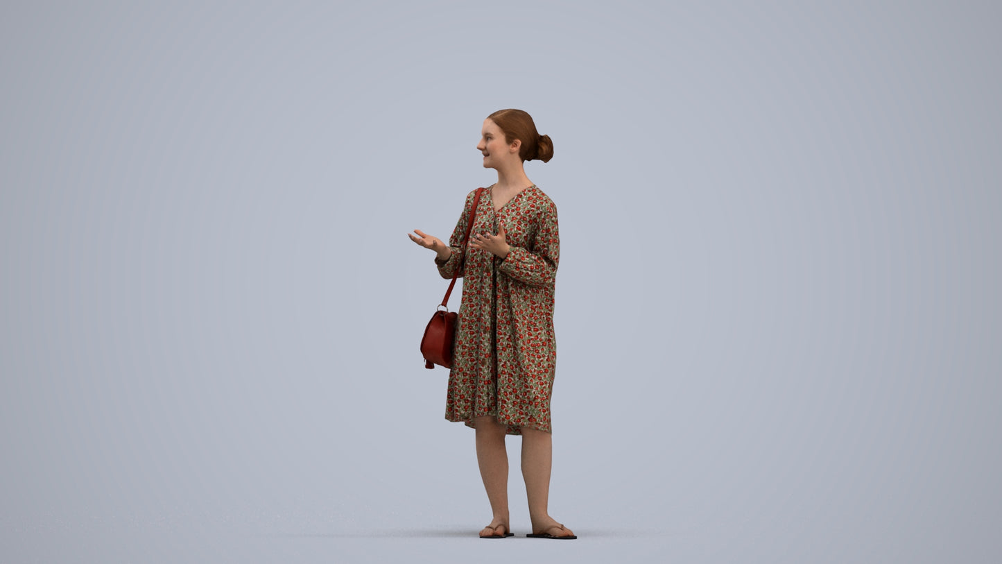 realistic 3D human girl casual kids, archviz people FBX OBJ for Blender, standing pose render