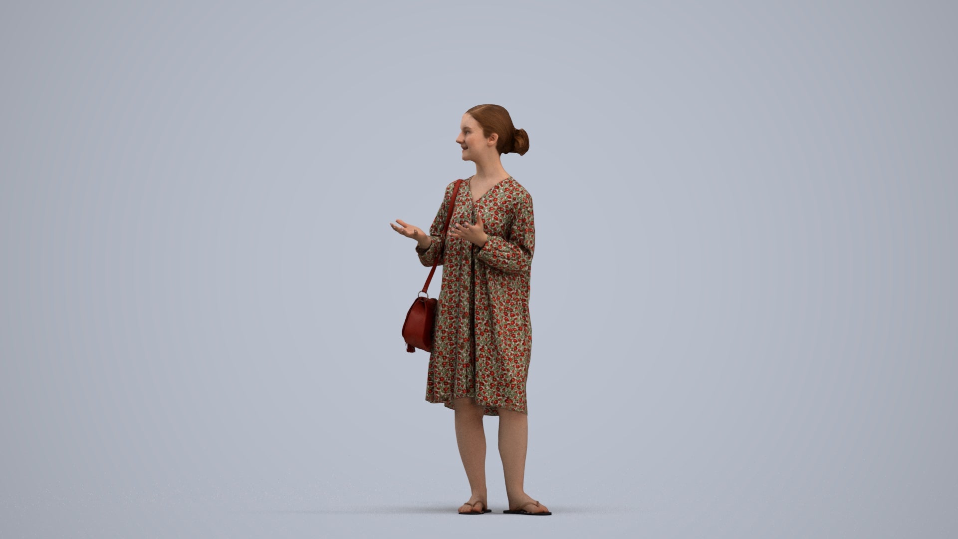 realistic 3D human girl casual kids, archviz people FBX OBJ for Blender, standing pose render