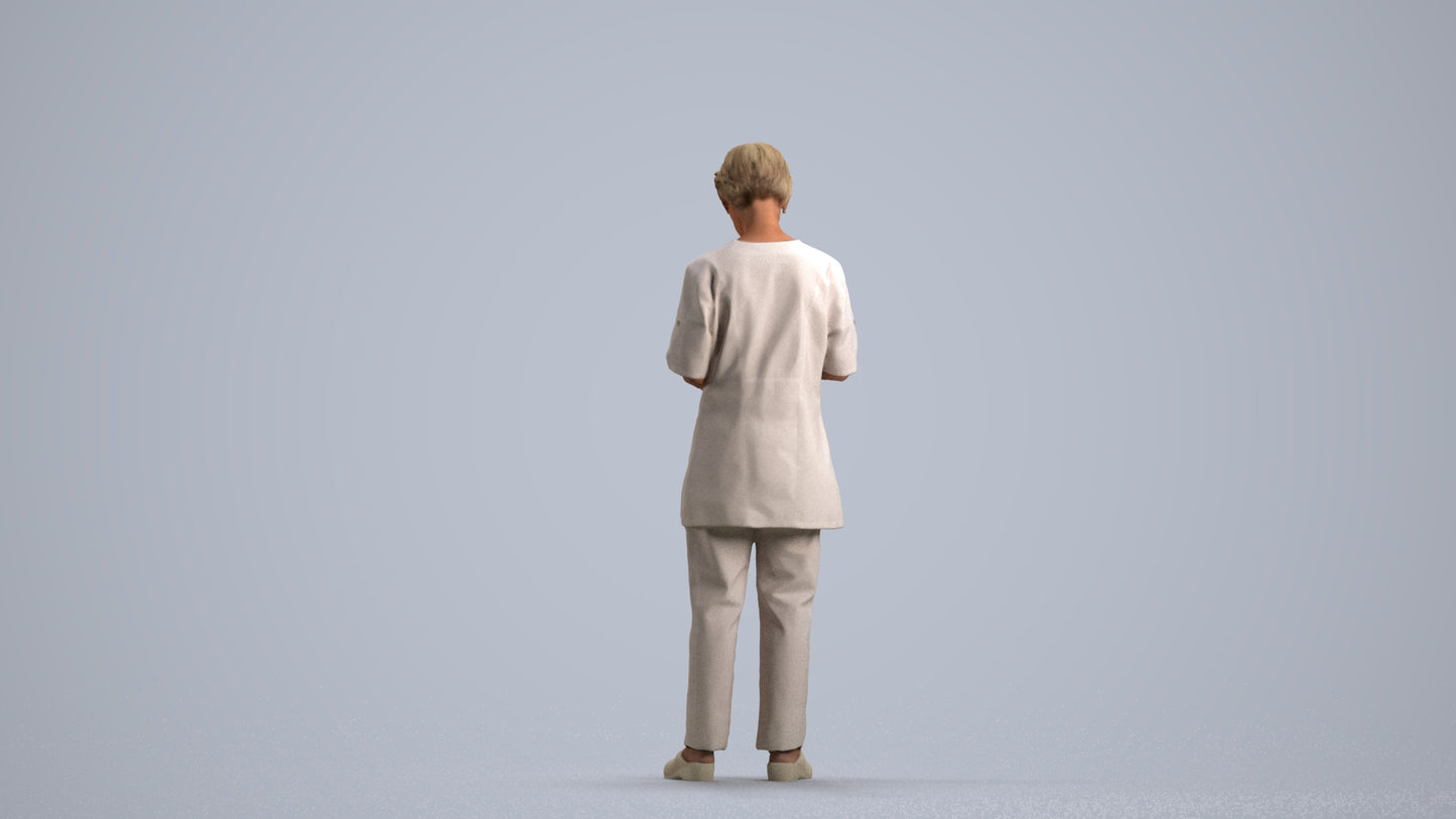 3D people model senior woman medical, scanned human for 3ds Max rendering, front view render