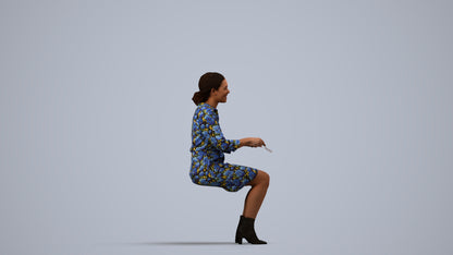 photogrammetry 3D woman casual business, realistic human model archviz FBX, side view render