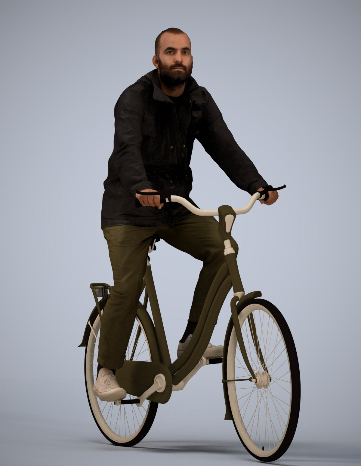 realistic 3D people man casual cycling, render-ready for V-Ray and Corona, FBX OBJ