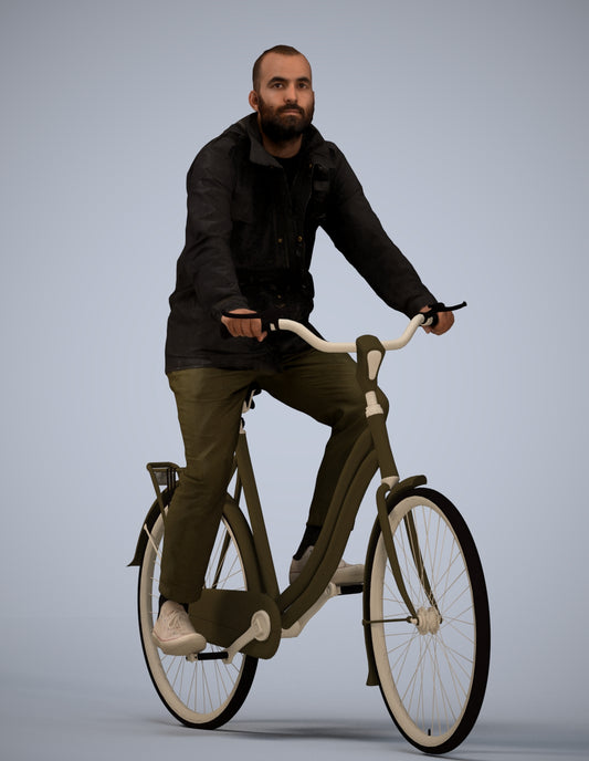 realistic 3D people man casual cycling, render-ready for V-Ray and Corona, FBX OBJ