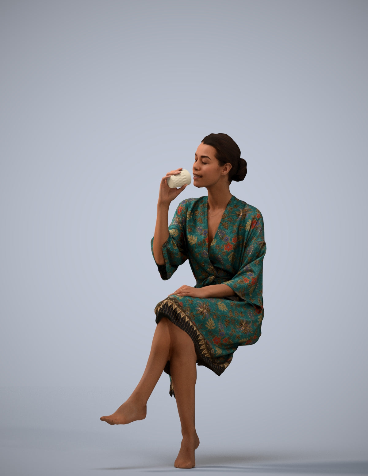 photogrammetry 3D woman casual bathroom, realistic human model archviz FBX