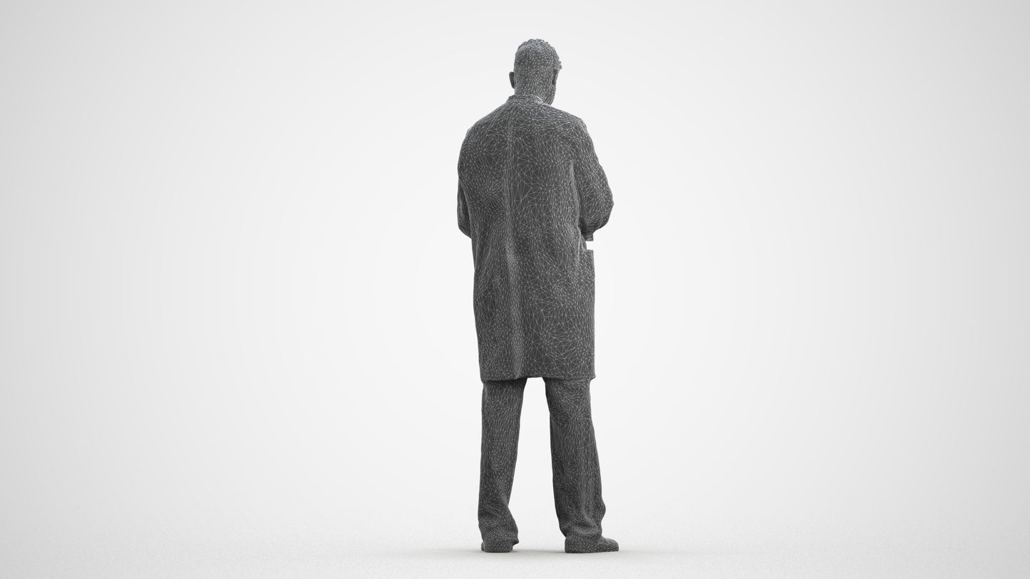 3D people model man medical, scanned human for 3ds Max rendering, wireframe front view