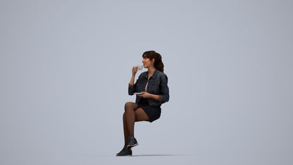 3D people model woman casual sitting, scanned human for 3ds Max rendering, top-down view render