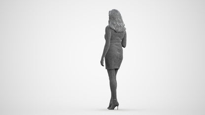 realistic 3D human woman casual walking, archviz people FBX OBJ for Blender, wireframe front view
