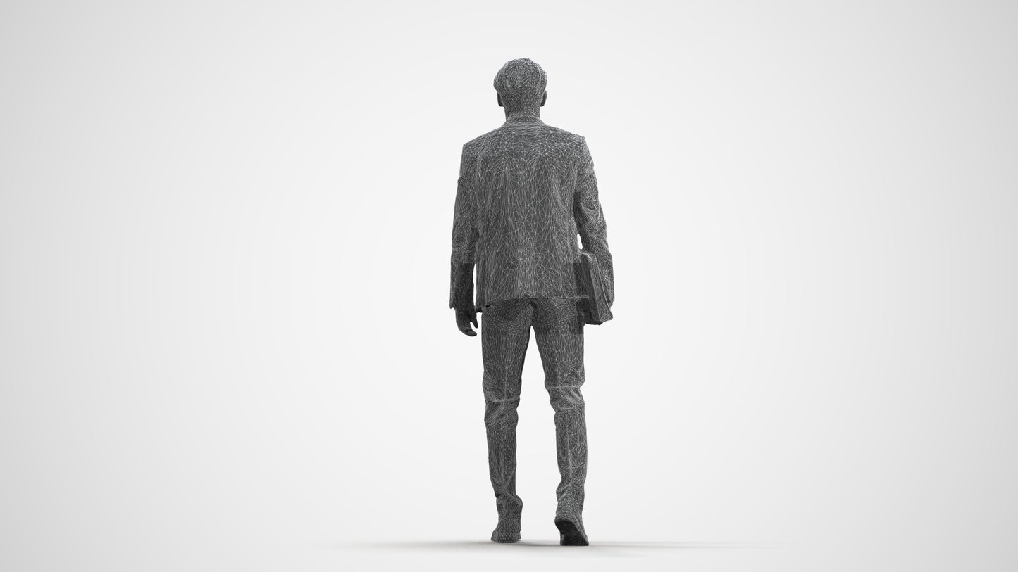 realistic 3D people man business, render-ready for V-Ray and Corona, FBX OBJ, wireframe front view