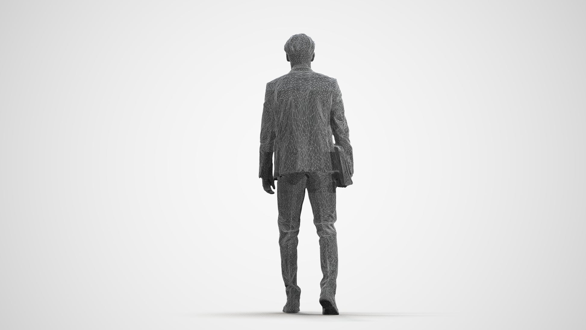 realistic 3D people man business, render-ready for V-Ray and Corona, FBX OBJ, wireframe front view