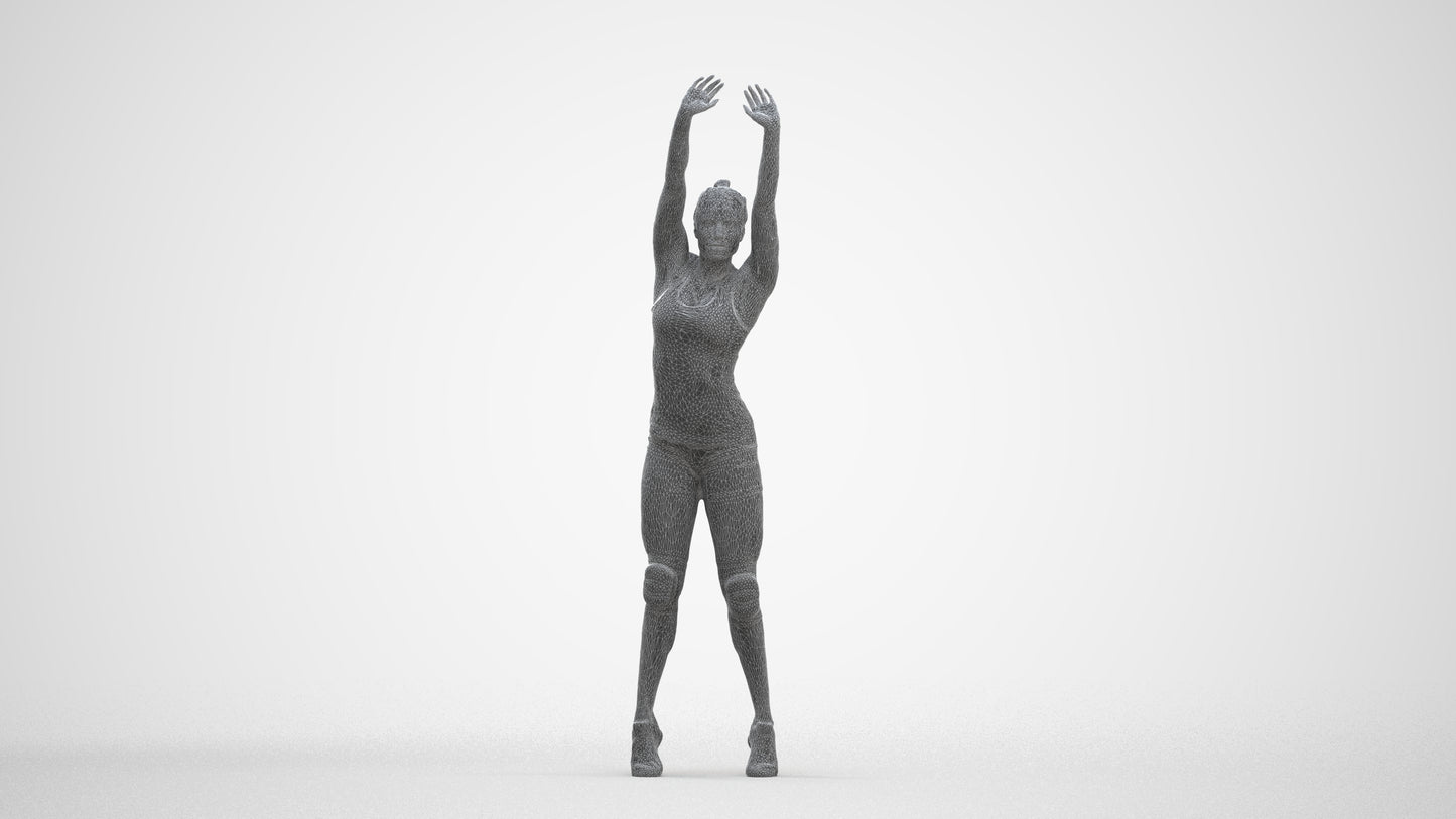 realistic 3D human woman sport, archviz people FBX OBJ for Blender, three-quarter front view render