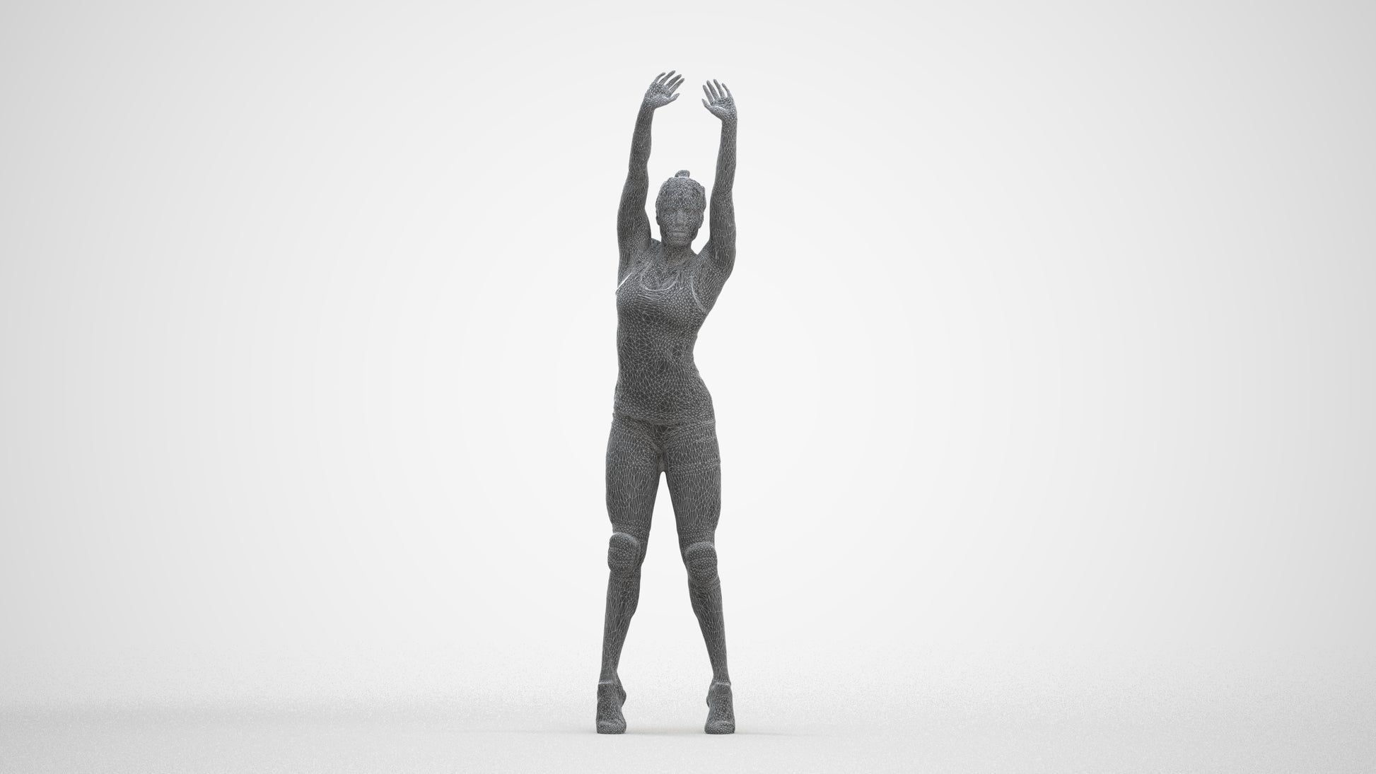 realistic 3D human woman sport, archviz people FBX OBJ for Blender, three-quarter front view render