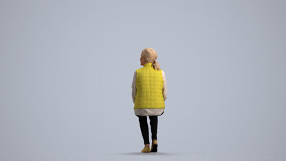3D scanned senior woman sitting casual, photorealistic archviz people for Enscape and SketchUp, front view render
