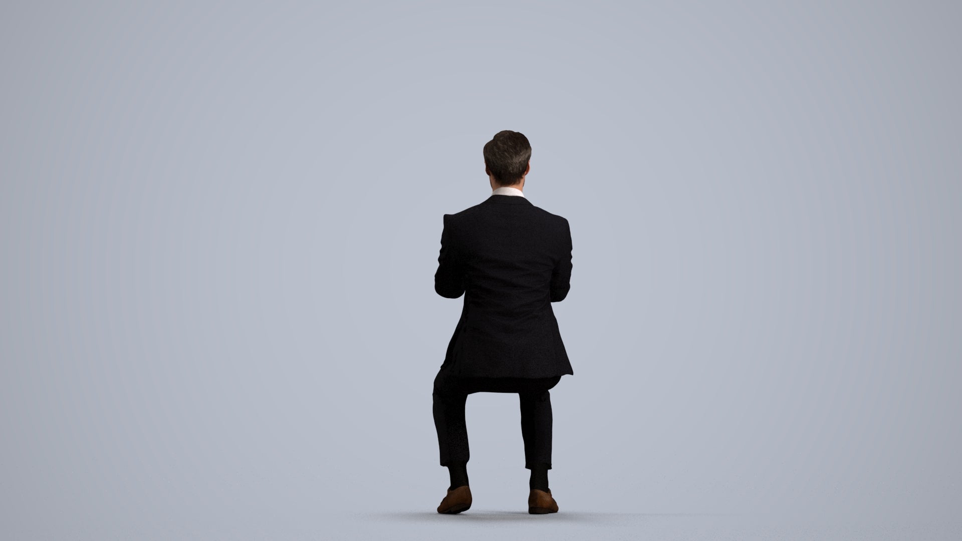 realistic 3D man formal business, scanned archviz people for Blender and 3ds Max, front view render