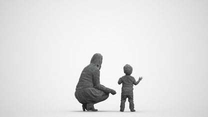 scanned 3D girl casual kids, photogrammetry people for Enscape and V-Ray, wireframe front view