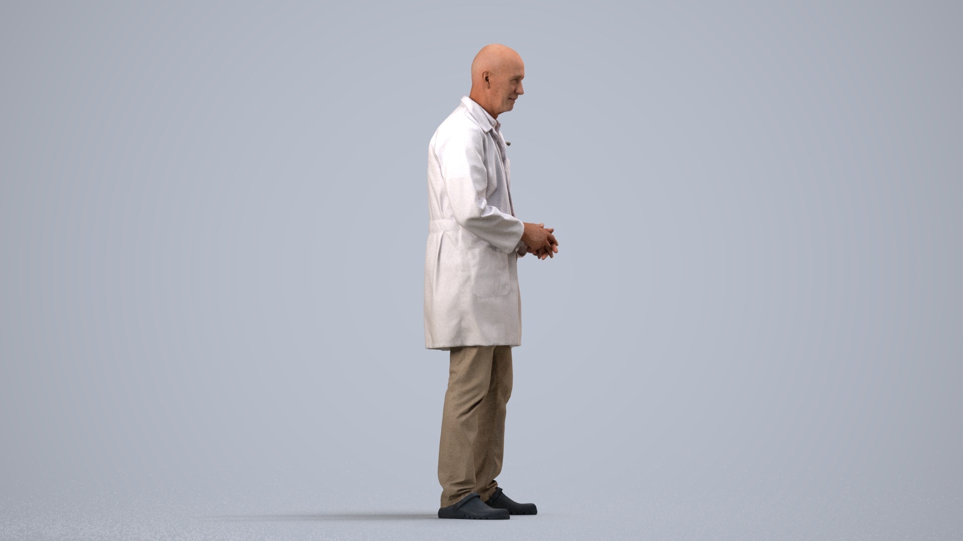 3D scanned senior man medical, photorealistic archviz people for Enscape and SketchUp, side view render