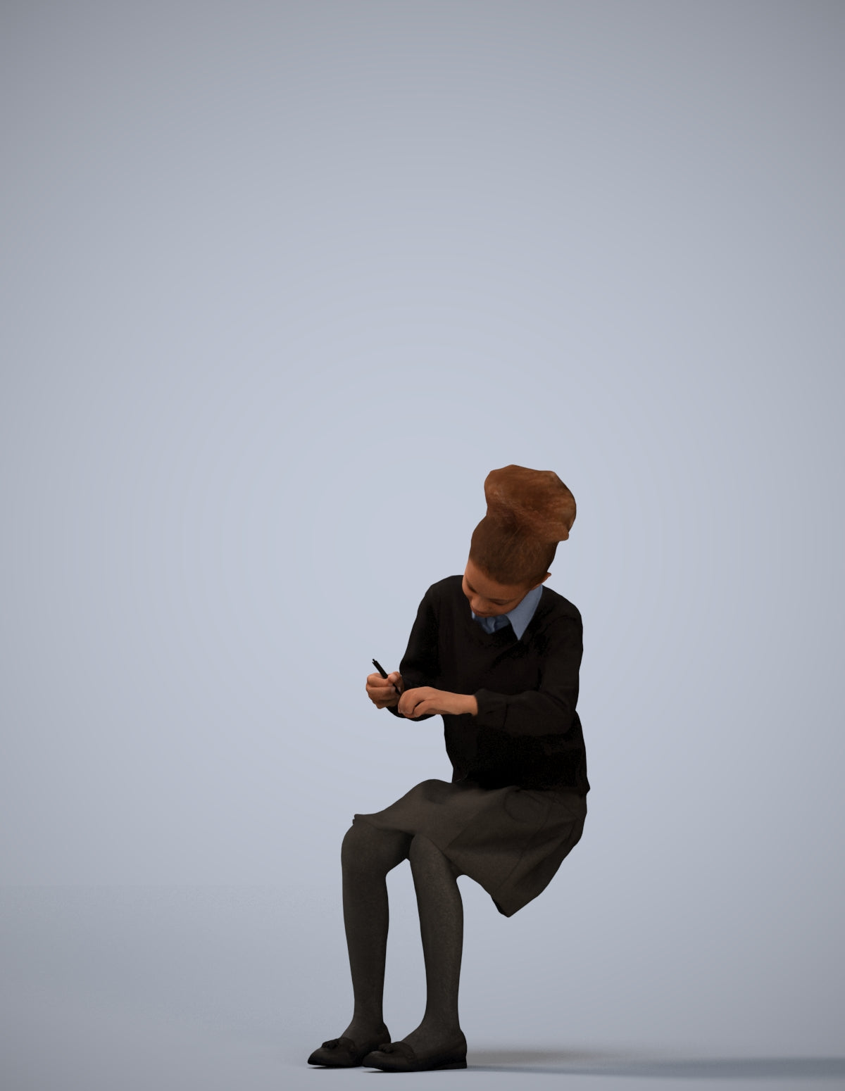 3D human model woman kids, photogrammetry scanned person for archviz