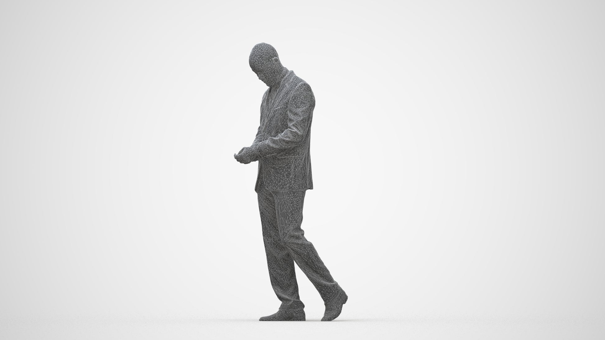 realistic 3D people man business, render-ready for V-Ray and Corona, FBX OBJ, wireframe back view
