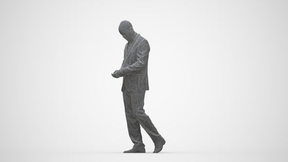 realistic 3D people man business, render-ready for V-Ray and Corona, FBX OBJ, wireframe back view