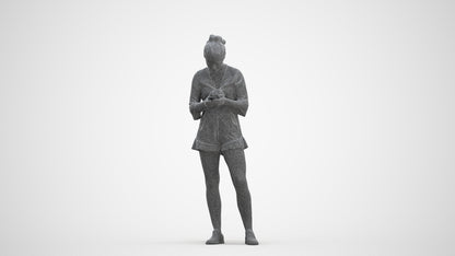 realistic 3D human girl casual kids, archviz people FBX OBJ for Blender, three-quarter front view render