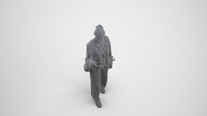 3D people model woman casual walking, scanned human for 3ds Max rendering, wireframe three-quarter view