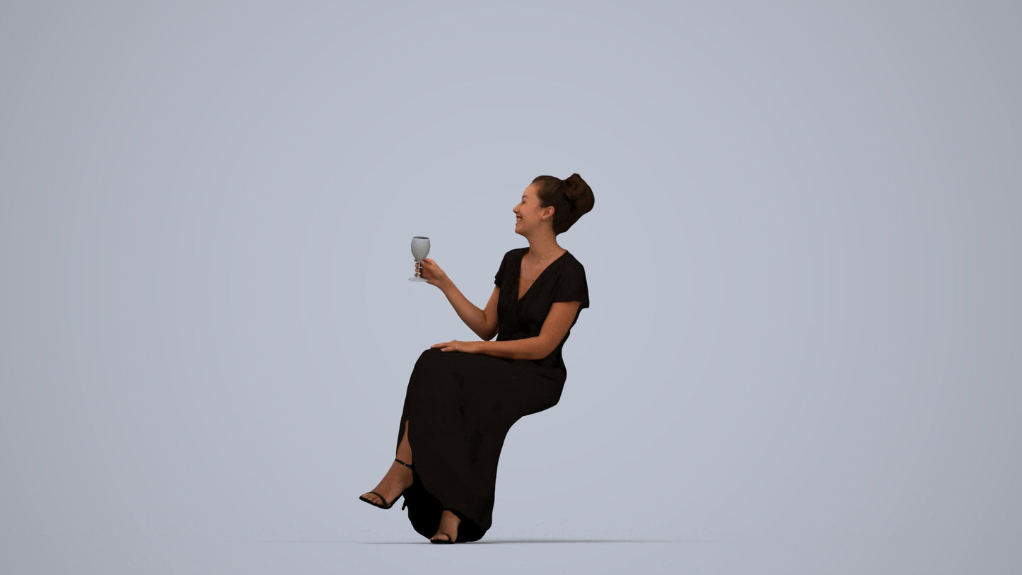 scanned 3D woman formal formalaffairs, photogrammetry people for Enscape and V-Ray, top-down view render