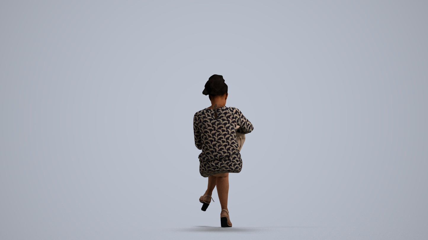 3D people model woman casual sitting, scanned human for 3ds Max rendering, front view render