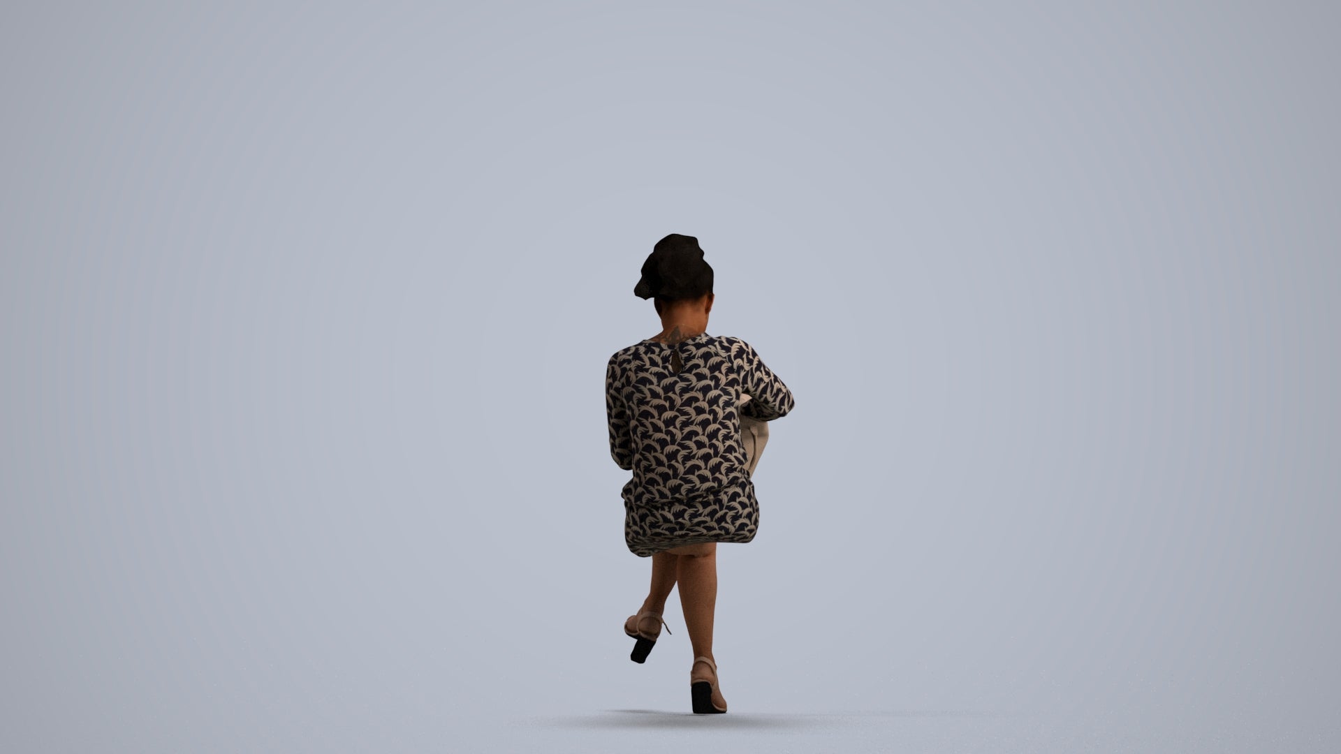 3D people model woman casual sitting, scanned human for 3ds Max rendering, front view render