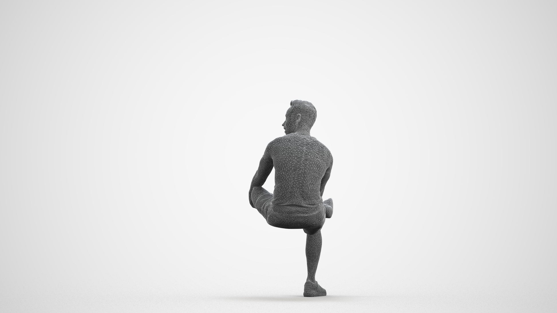 3D people model man casual sitting, scanned human for 3ds Max rendering, back view render