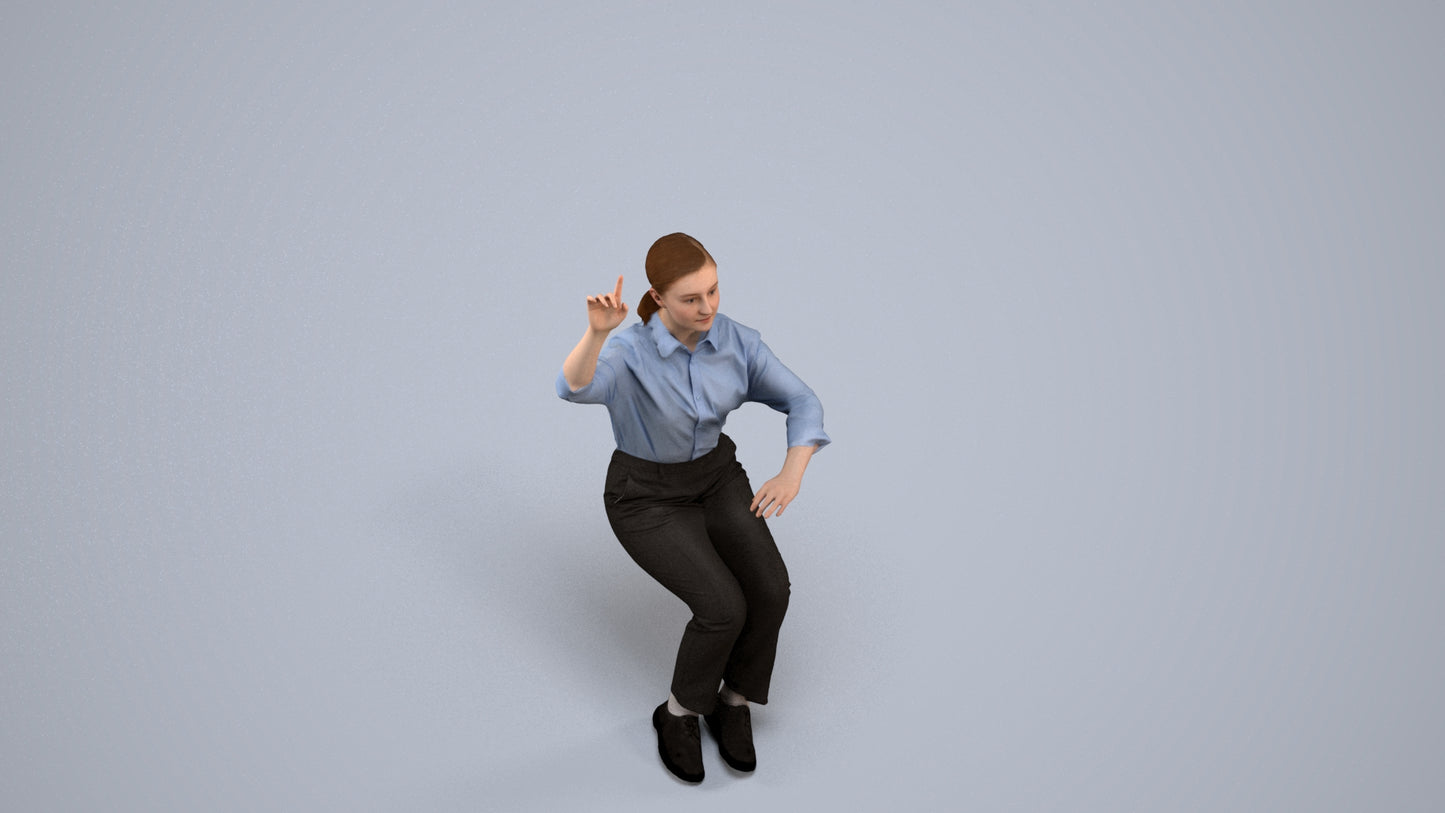 realistic 3D girl kids, scanned archviz people for Blender and 3ds Max, back view render
