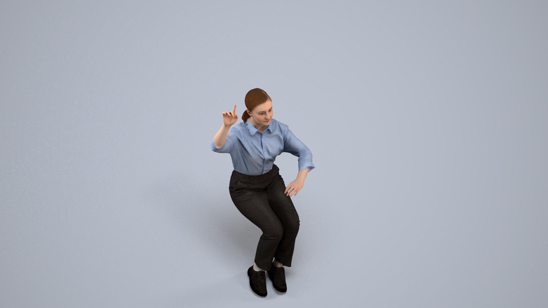 realistic 3D girl kids, scanned archviz people for Blender and 3ds Max, back view render