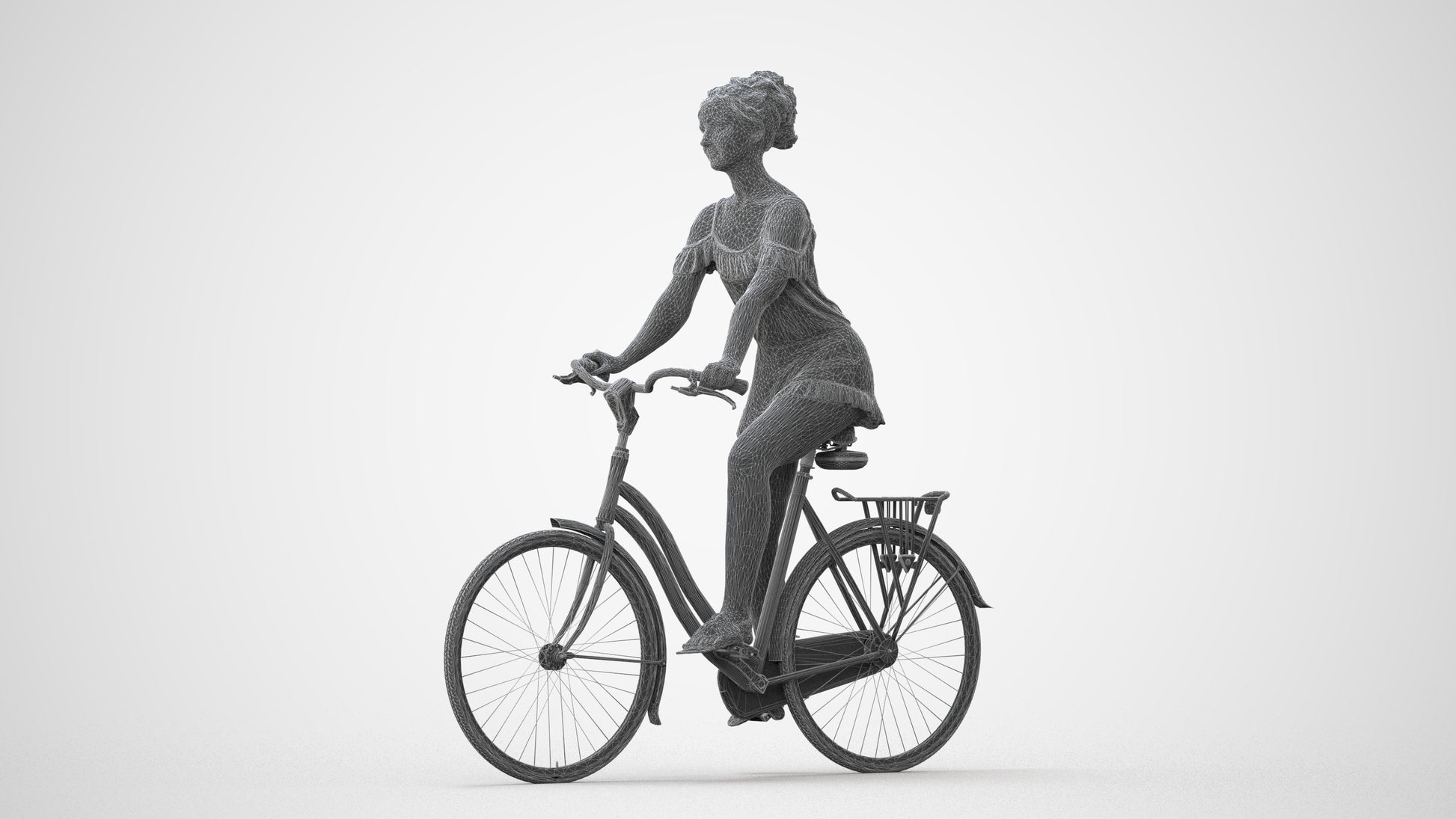 scanned 3D girl casual cycling, photogrammetry people for Enscape and V-Ray, square thumbnail