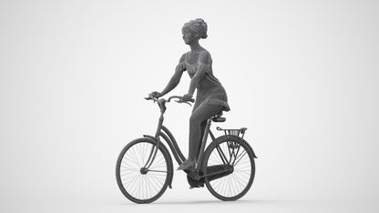 scanned 3D girl casual cycling, photogrammetry people for Enscape and V-Ray, square thumbnail