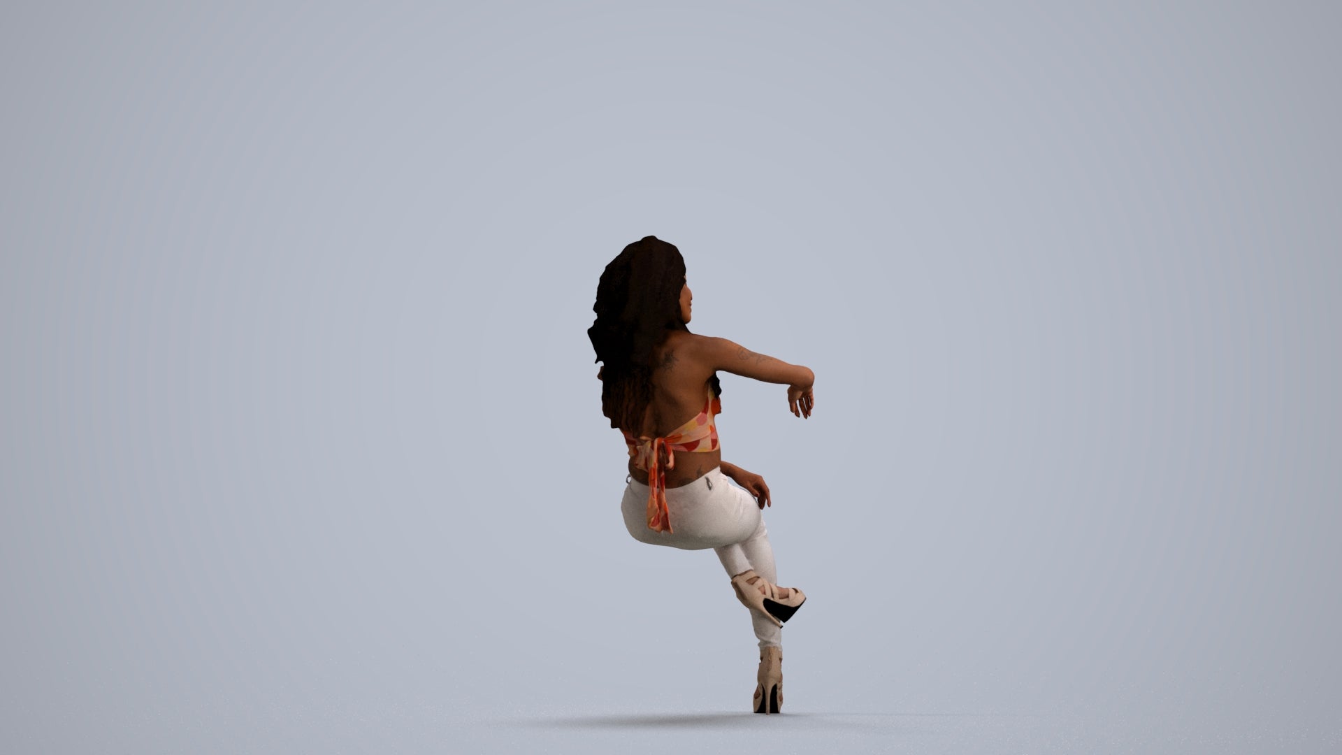 3D people model woman casual sitting, scanned human for 3ds Max rendering, front view render