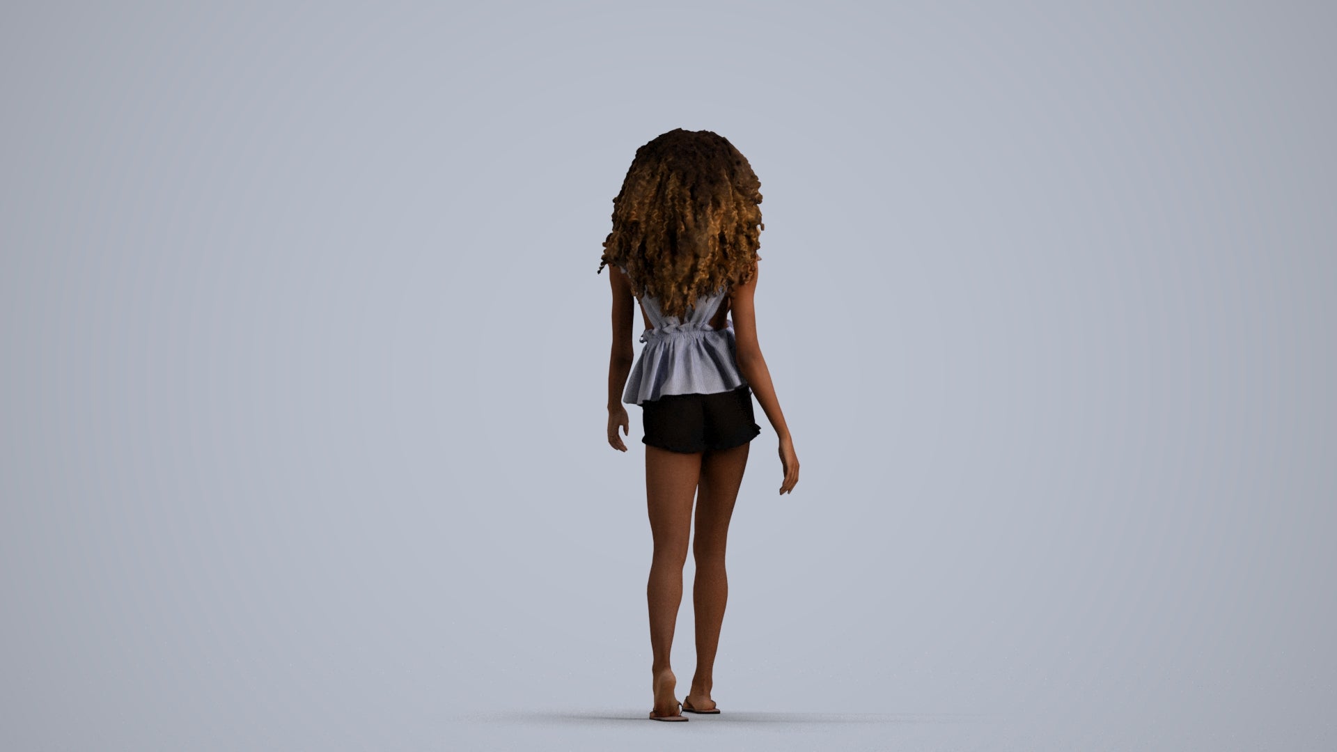 realistic 3D people woman casual walking, render-ready for V-Ray and Corona, FBX OBJ, front view render