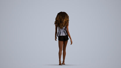 realistic 3D people woman casual walking, render-ready for V-Ray and Corona, FBX OBJ, front view render