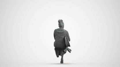 realistic 3D woman casual sitting, scanned archviz people for Blender and 3ds Max, wireframe front view