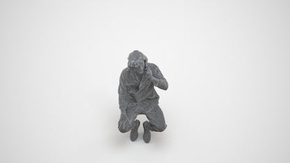 realistic 3D man casual sitting, scanned archviz people for Blender and 3ds Max, wireframe three-quarter view