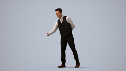 3D scanned man hospitality, photorealistic archviz people for Enscape and SketchUp, three-quarter view render