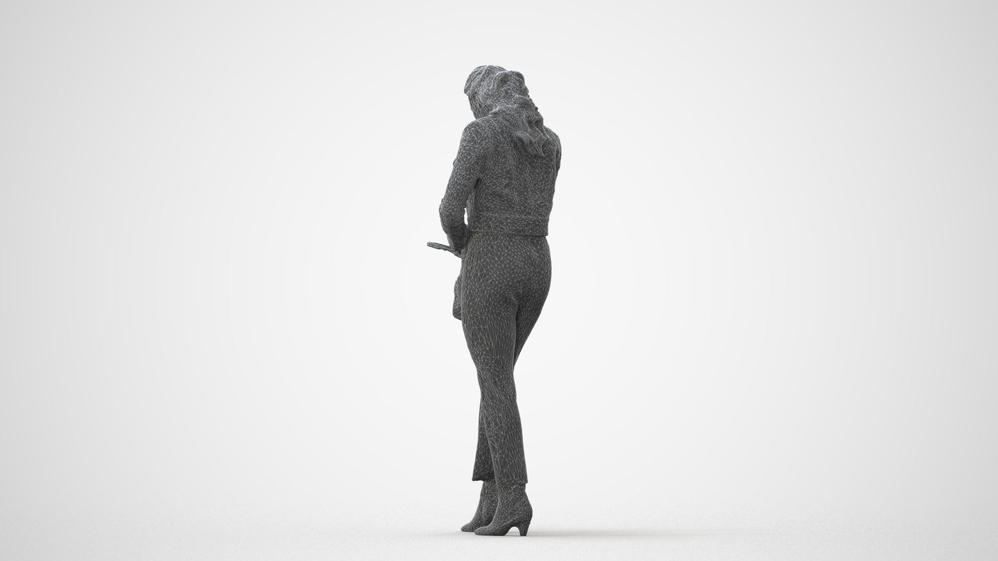 realistic 3D woman business standing, scanned archviz people for Blender and 3ds Max, square thumbnail