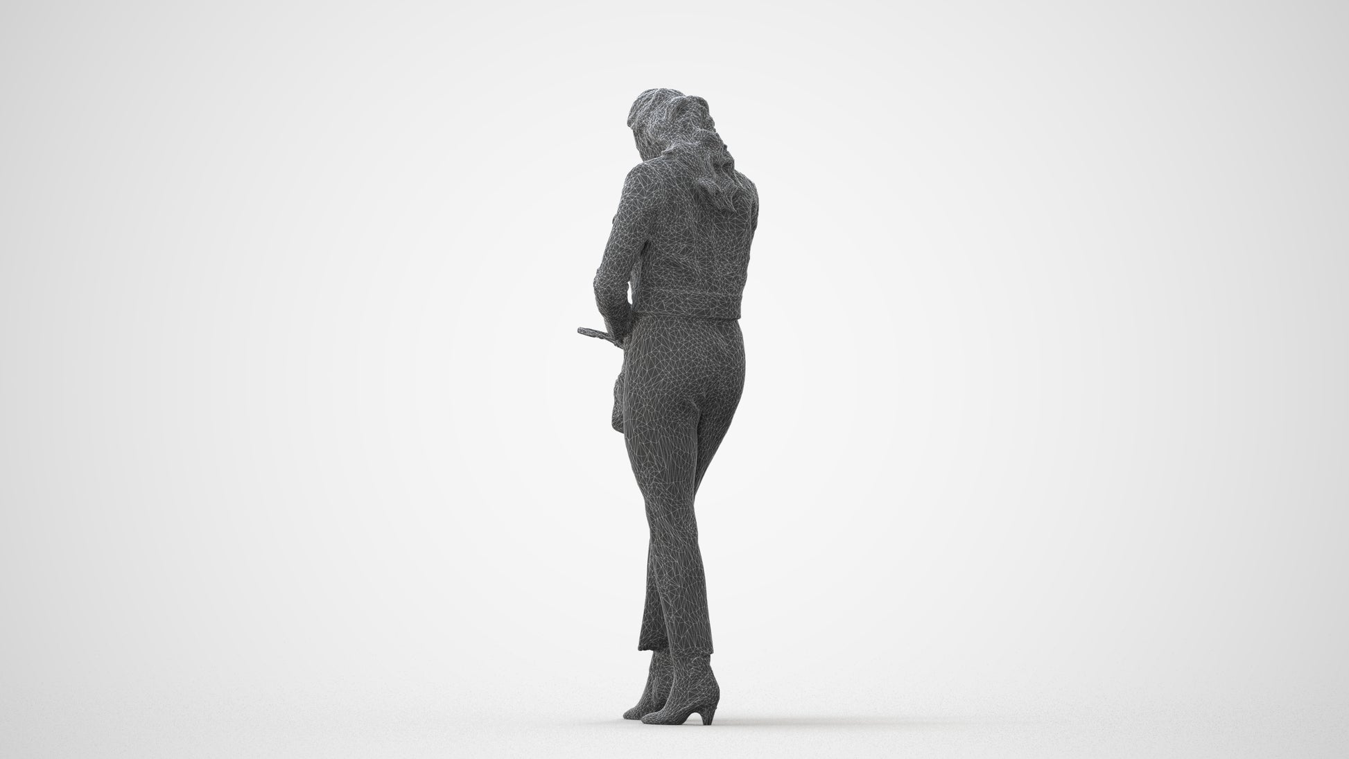 realistic 3D woman business standing, scanned archviz people for Blender and 3ds Max, square thumbnail