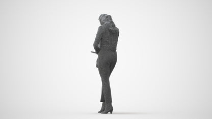 realistic 3D woman business standing, scanned archviz people for Blender and 3ds Max, square thumbnail