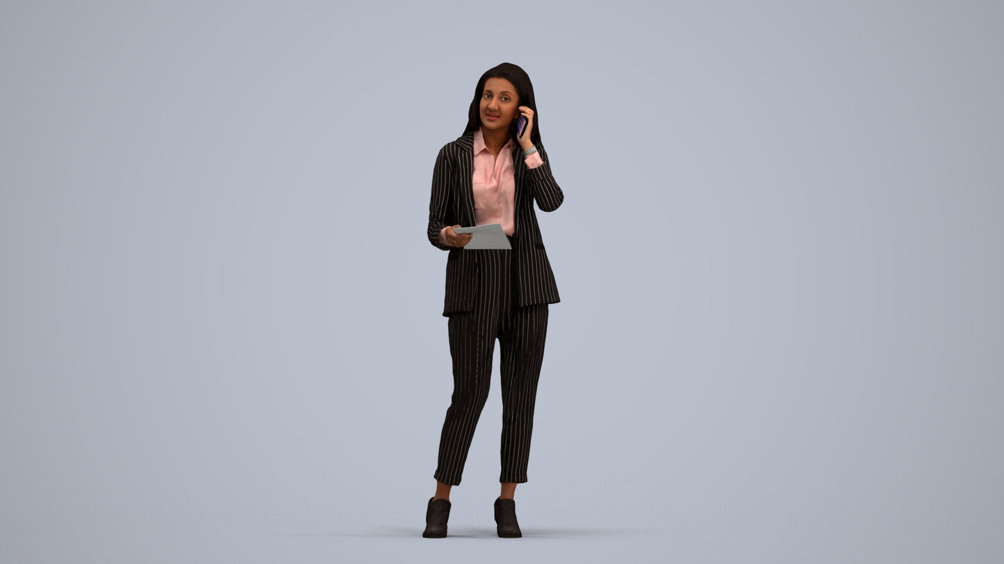 3D scanned woman business, photorealistic archviz people for Enscape and SketchUp, standing pose render