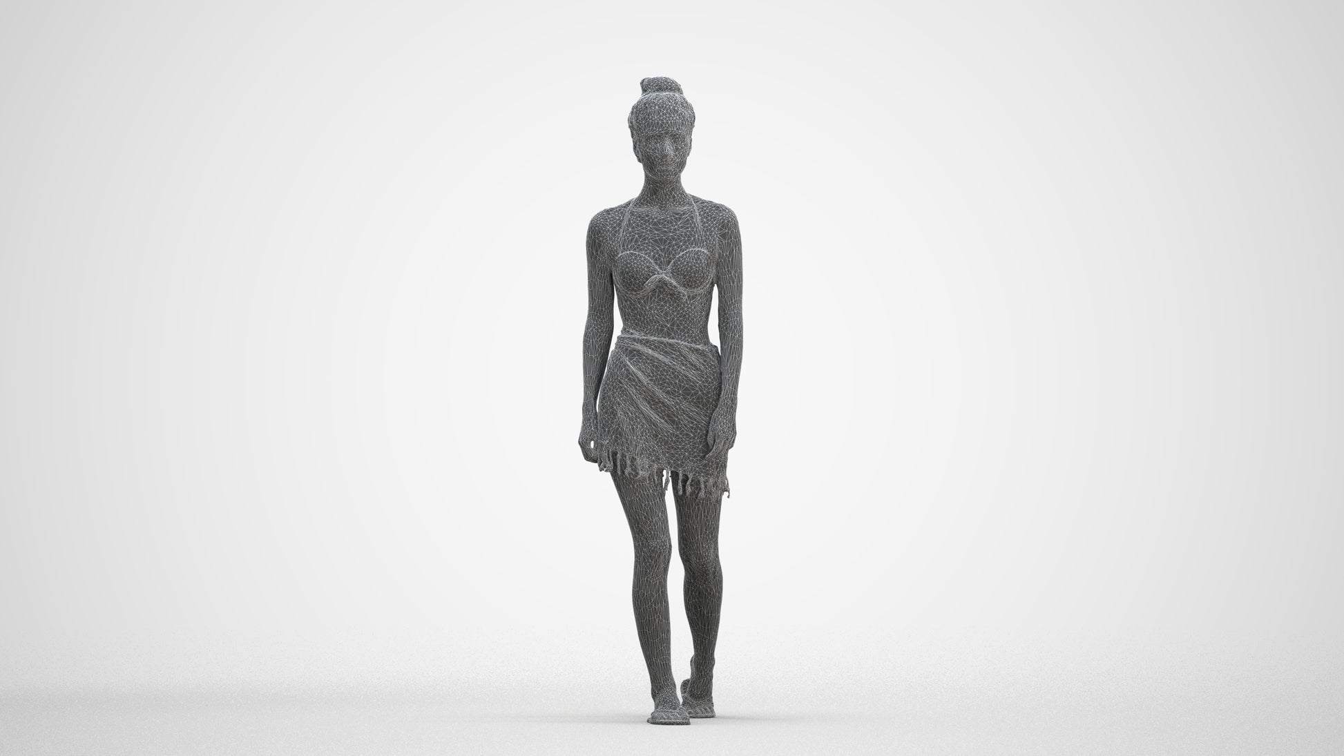 scanned 3D woman pool, photogrammetry people for Enscape and V-Ray, three-quarter front view render