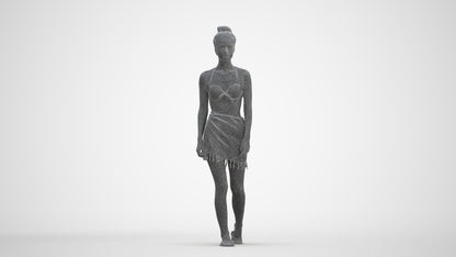 scanned 3D woman pool, photogrammetry people for Enscape and V-Ray, three-quarter front view render