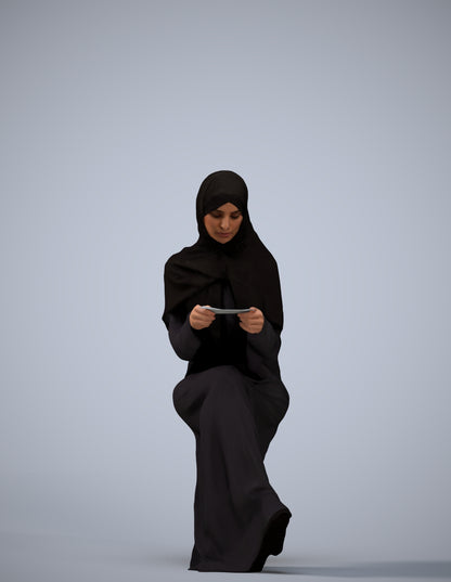 realistic 3D woman sitting, scanned archviz people for Blender and 3ds Max