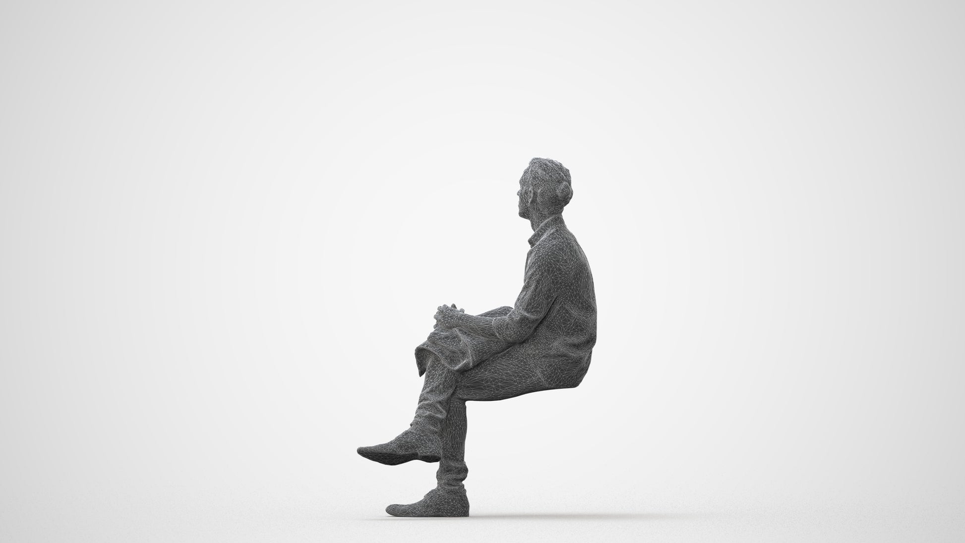 3D scanned man sitting casual, photorealistic archviz people for Enscape and SketchUp, square thumbnail