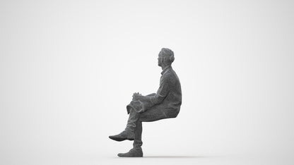 3D scanned man sitting casual, photorealistic archviz people for Enscape and SketchUp, square thumbnail