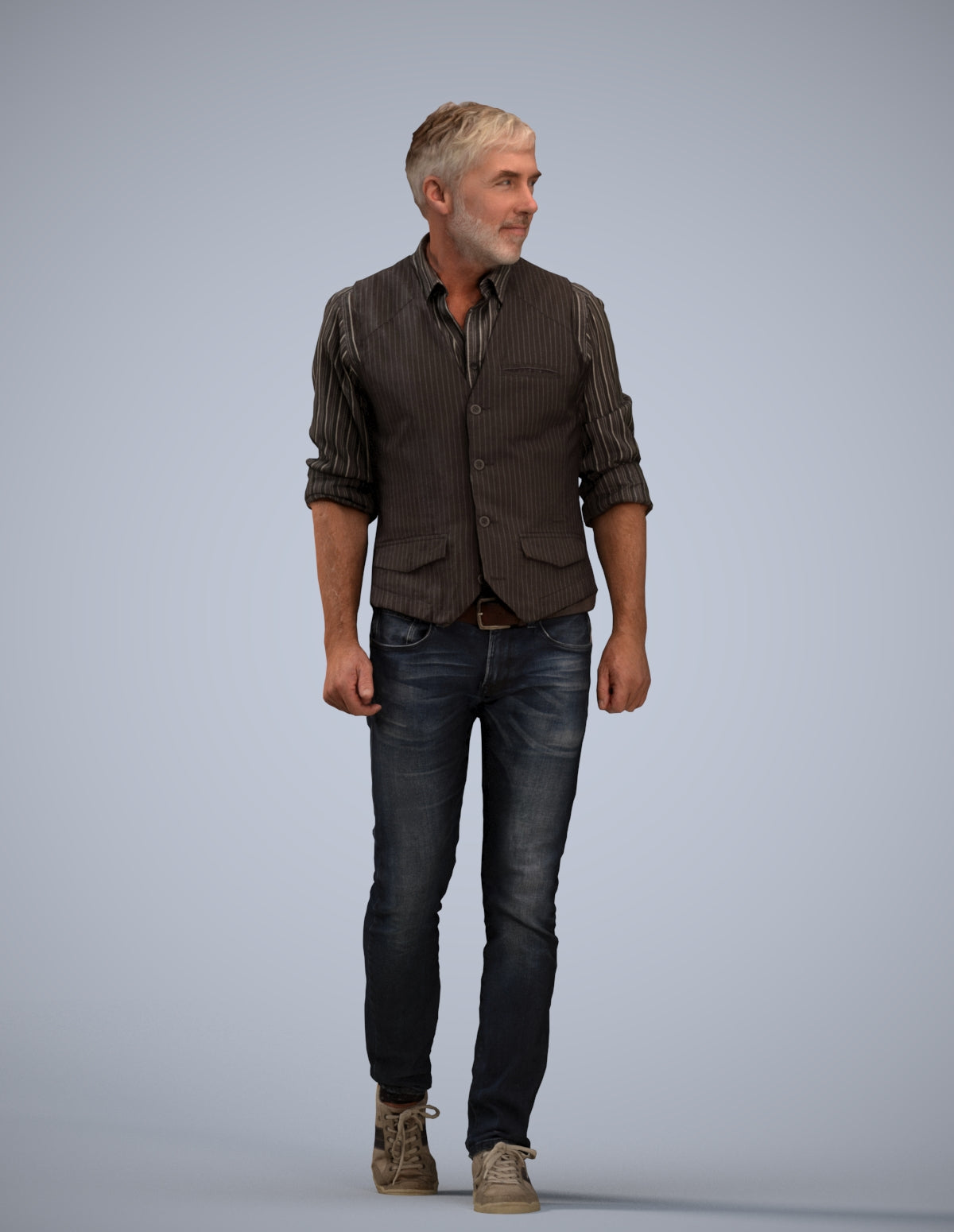 realistic 3D human man casual walking, archviz people FBX OBJ for Blender