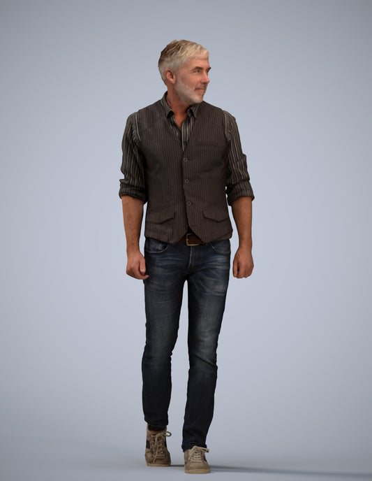 realistic 3D human man casual walking, archviz people FBX OBJ for Blender